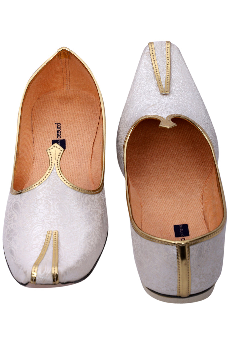 DEEUCO Men's Ethnic Cream Wedding and Sherwani Jutti, Mojari