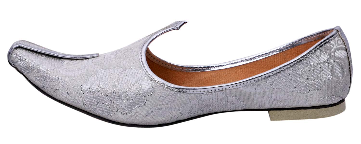 DEEUCO Men's Ethnic Siver Wedding and Sherwani Jutti, Mojari