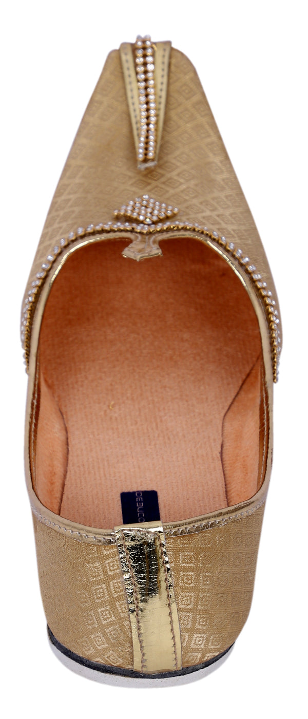 DEEUCO Men's Ethnic Royal Golden Wedding and Sherwani Mojari, Jutti