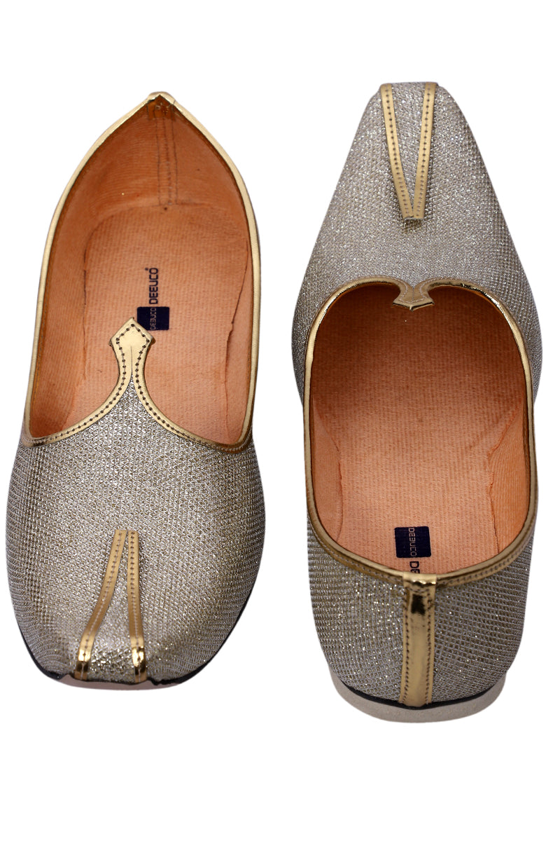 DEEUCO Men's Ethnic Golden Wedding and Sherwani Jutti, Mojari