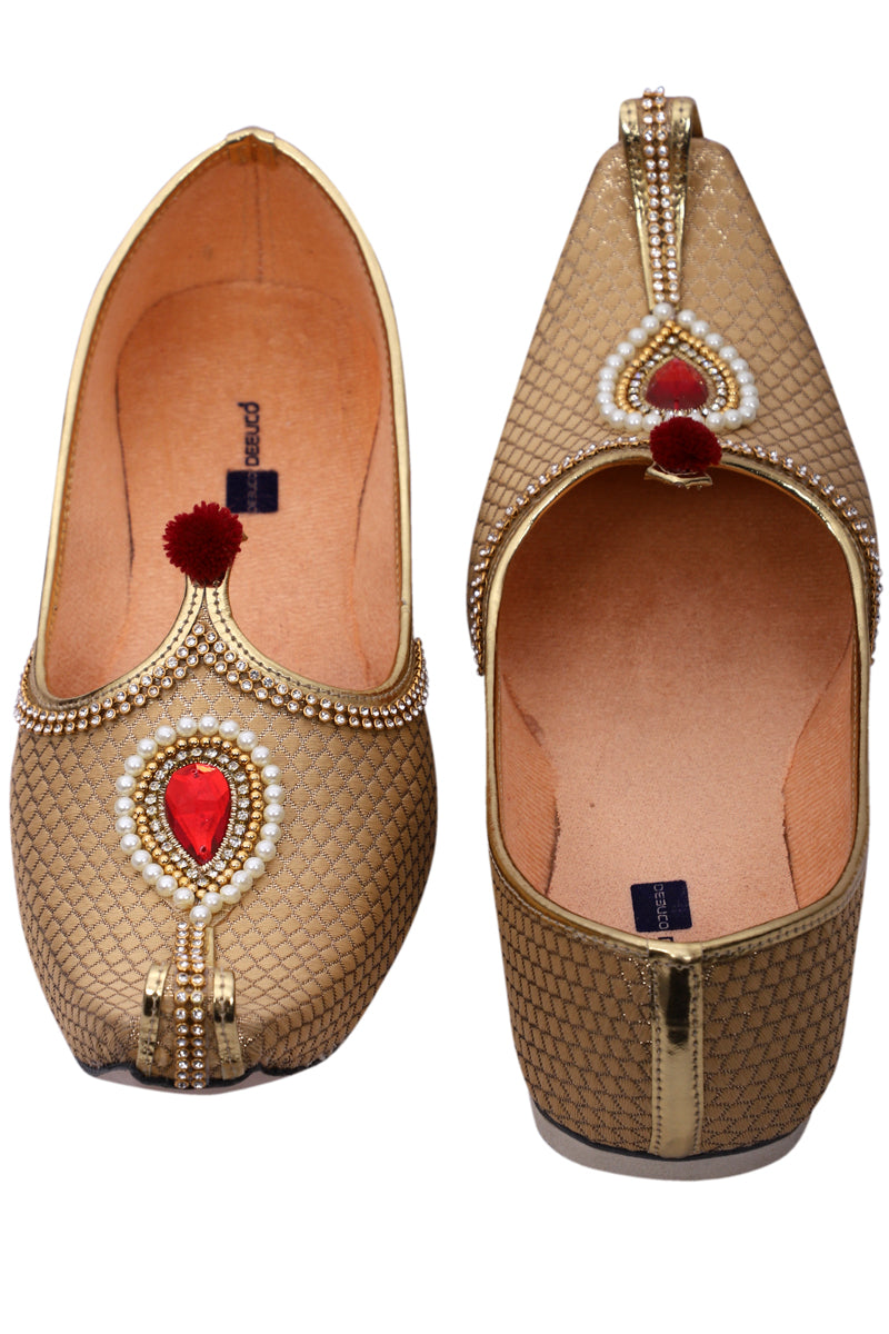 DEEUCO Men's Ethnic Golden Wedding and Sherwani Jutti, Mojari