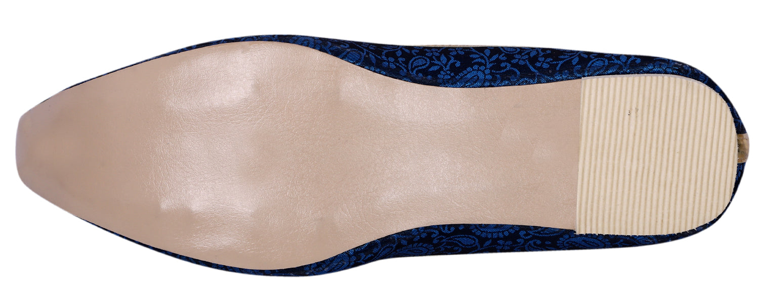 DEEUCO Men's Ethnic Navy Blue Wedding and Sherwani Jutti, Mojari