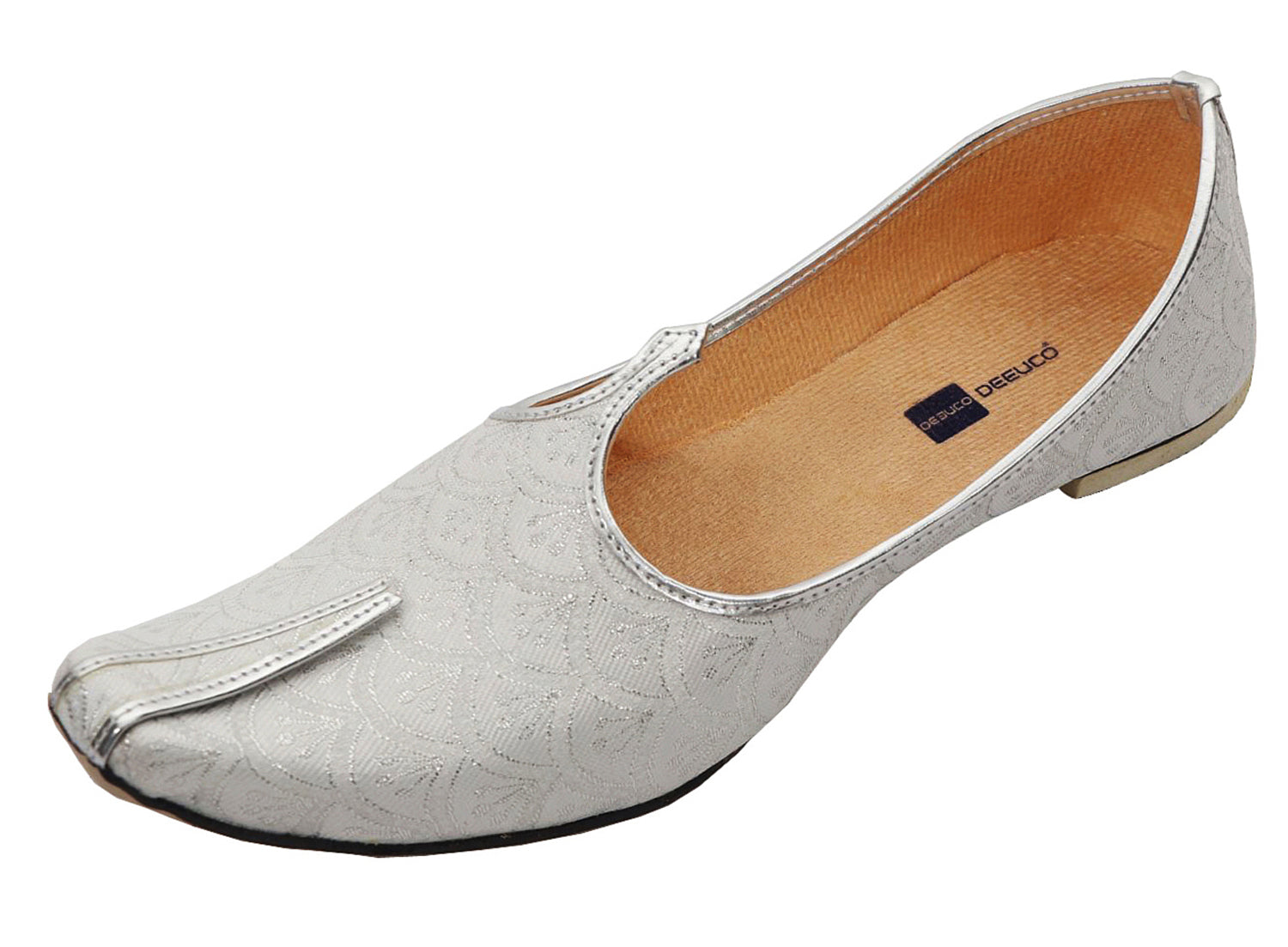 DEEUCO Men's Ethnic Silver Wedding and Sherwani Jutti,Mojari