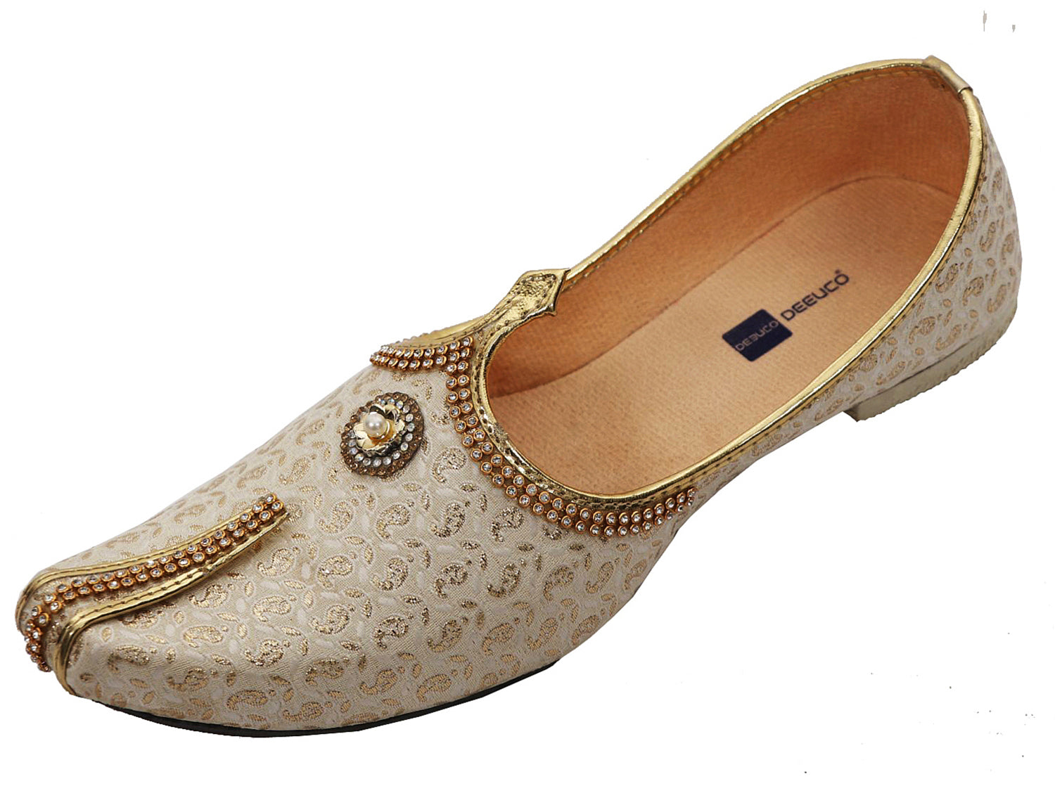 DEEUCO Men's Ethnic Cream Designer Wedding,Party and Sherwani Jutti, Mojari