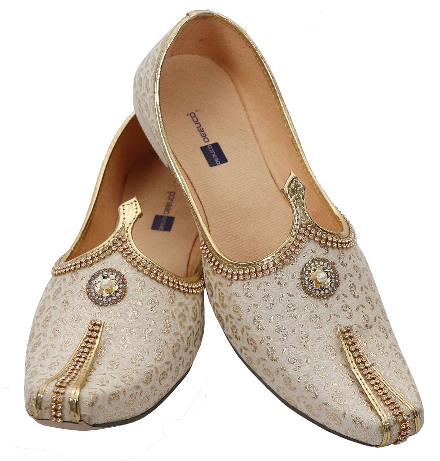 DEEUCO Men's Designer Cream Wedding and Sherwani Jutti,Mojari