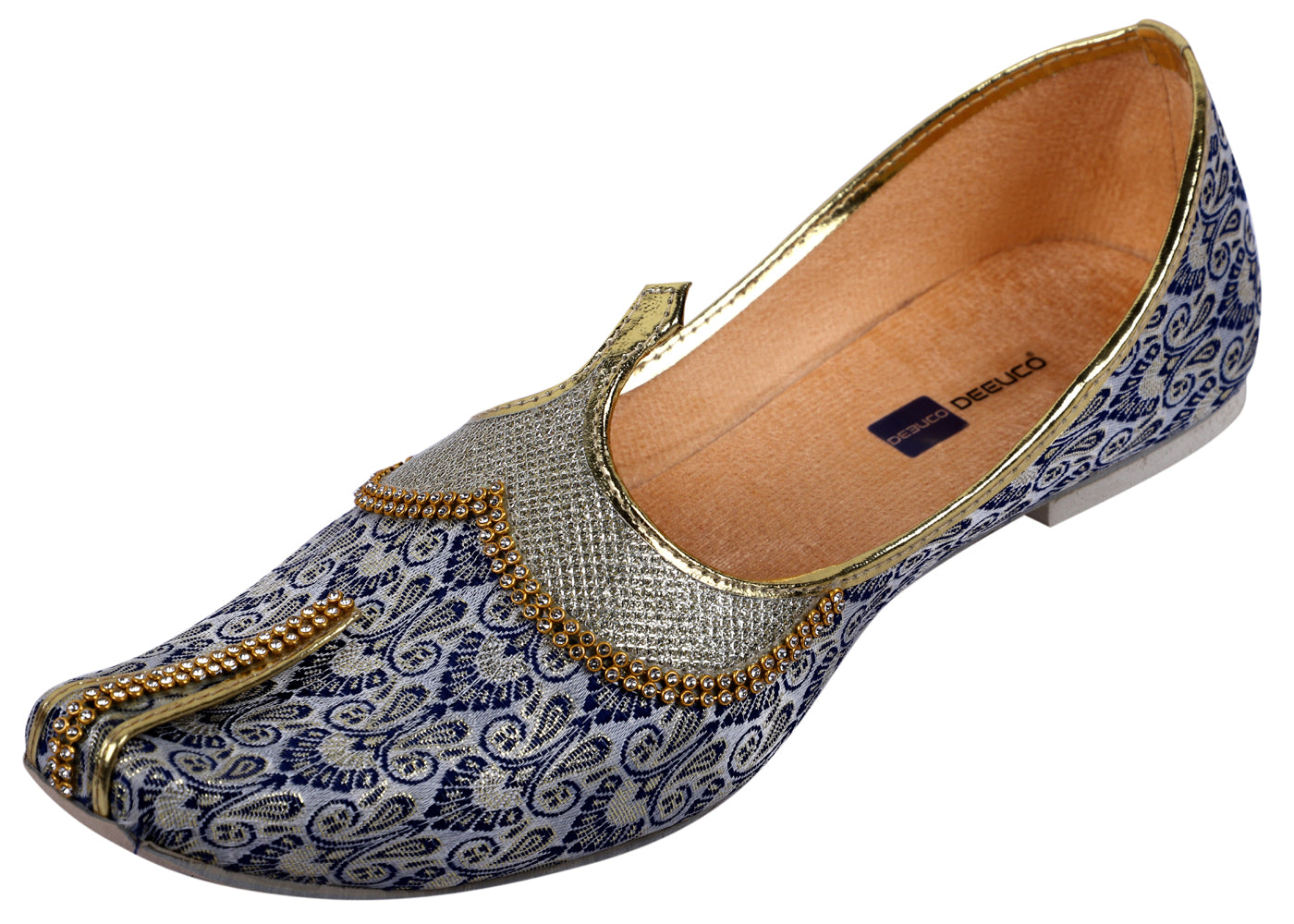 DEEUCO Men's Traditional Navy Blue Wedding and Sherwani Jutti,Mojari