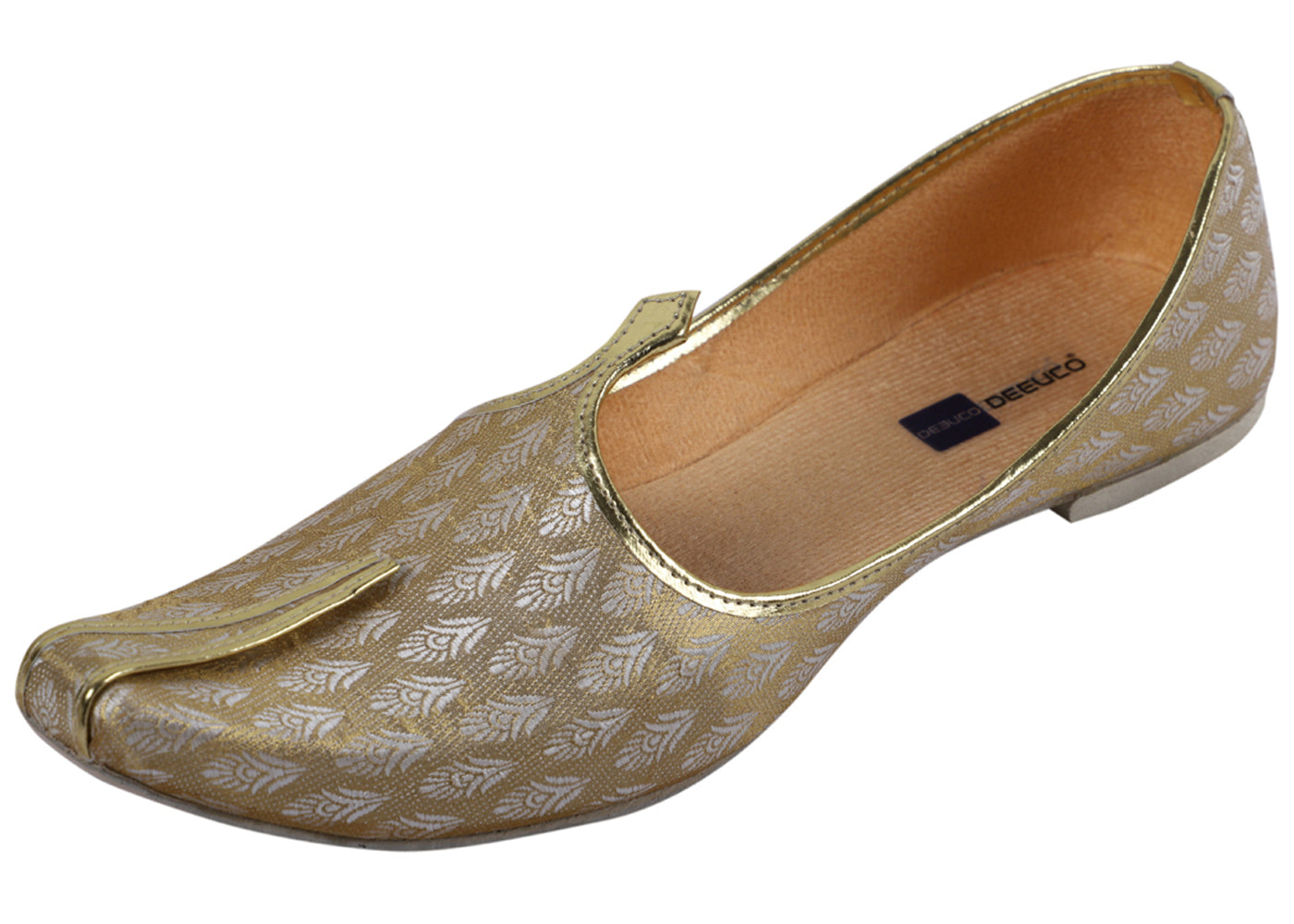 DEEUCO Men's Traditional Golden Wedding and Sherwani Jutti,Mojari