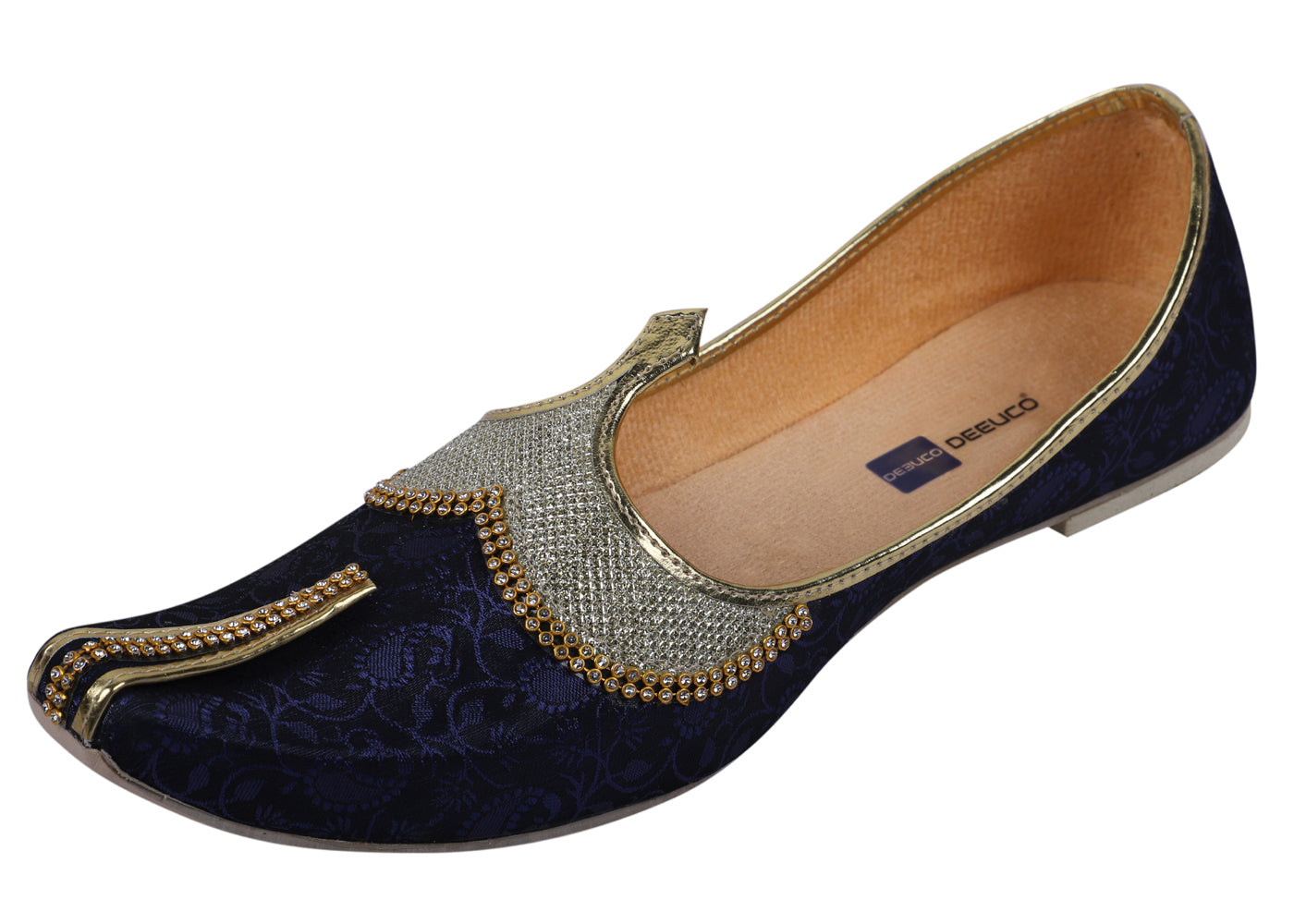 DEEUCO Men's Traditional Blue Wedding and Sherwani Jutti,Mojari