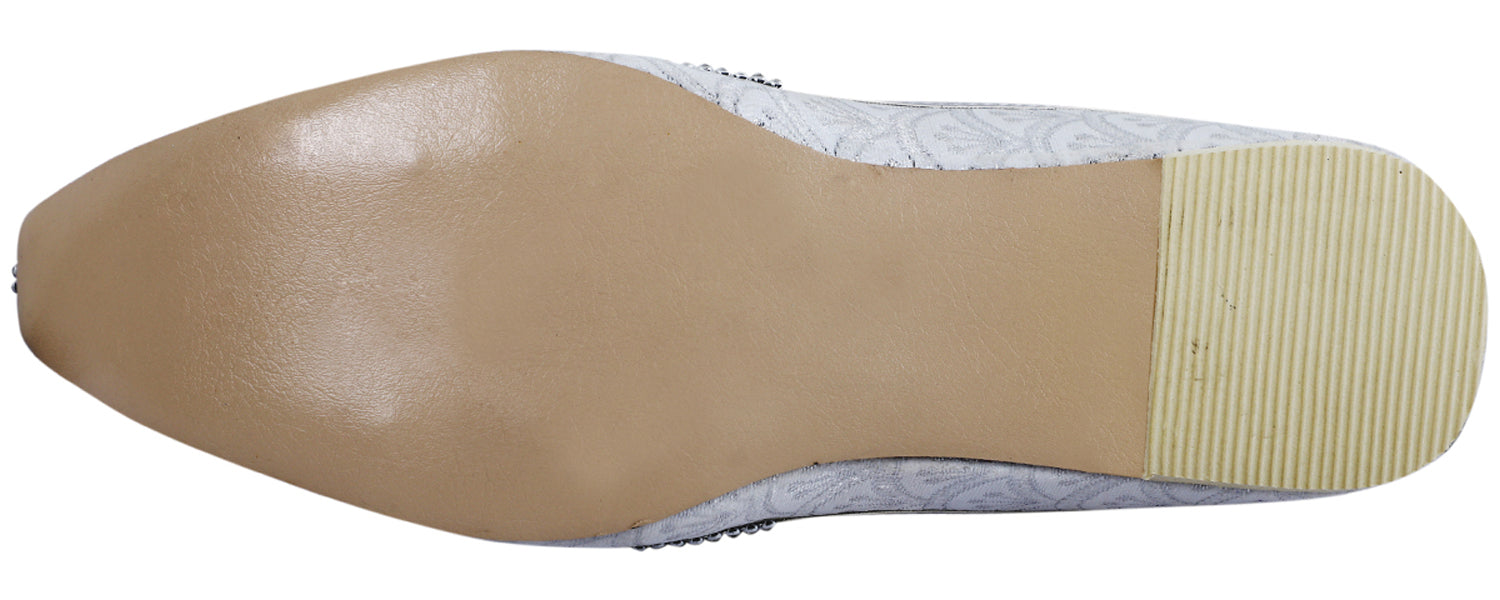 DEEUCO Men's Traditional Silver Wedding and Sherwani Jutti,Mojari