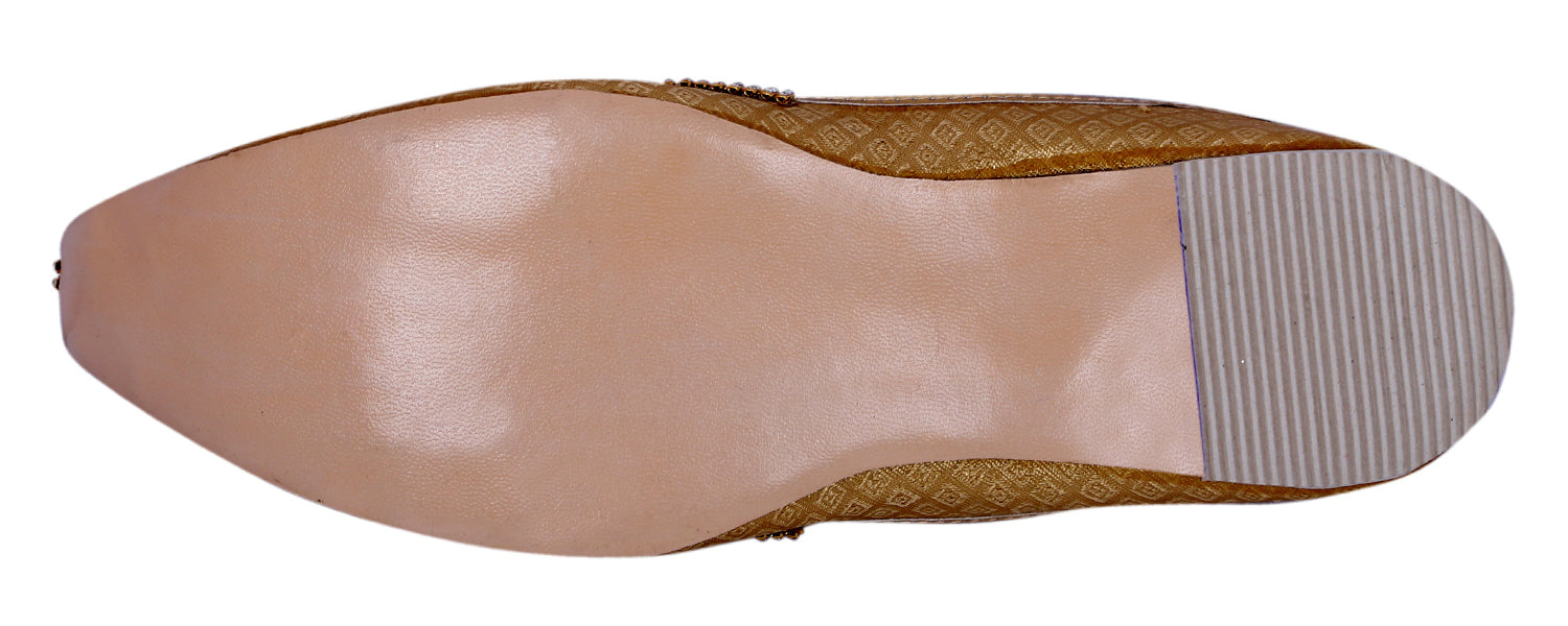 DEEUCO Men's Ethnic Royal Golden Wedding and Sherwani Mojari, Jutti