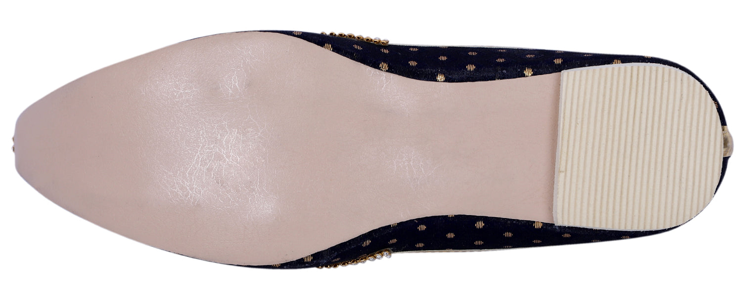 DEEUCO Men's Ethnic Navy Blue Wedding and Sherwani Jutti, Mojari