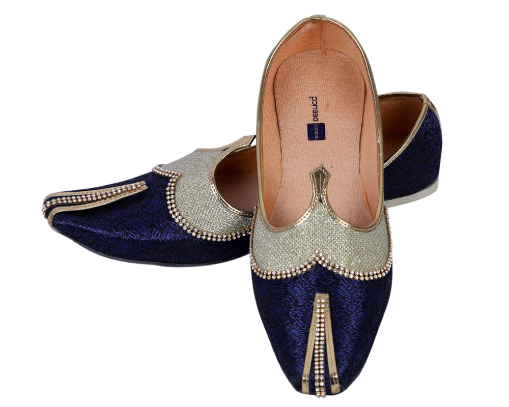 DEEUCO Men's Ethnic Golden Wedding and Sherwani Mojari, Jutti