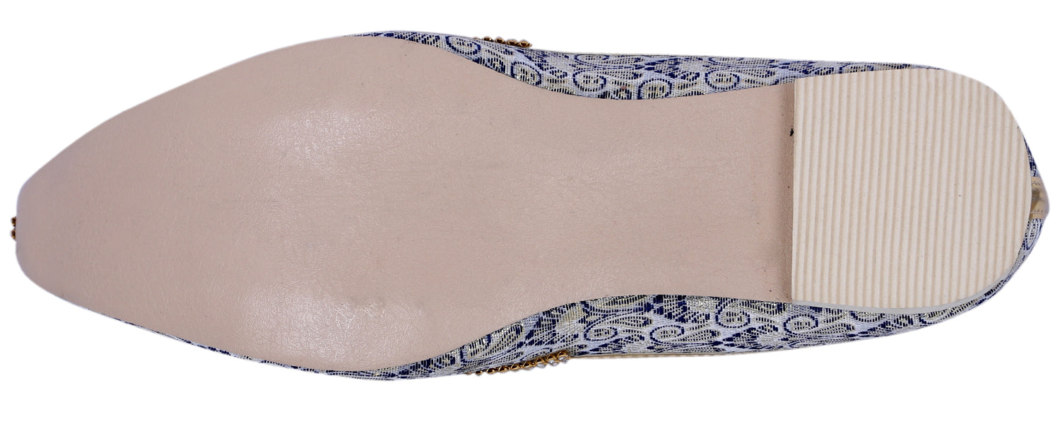 DEEUCO Men's Ethnic Navy Blue Wedding and Sherwani Jutti, Mojari