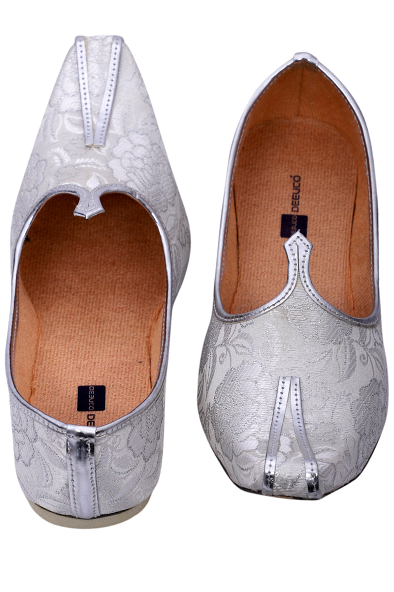 DEEUCO Men's Ethnic Siver Wedding and Sherwani Jutti, Mojari