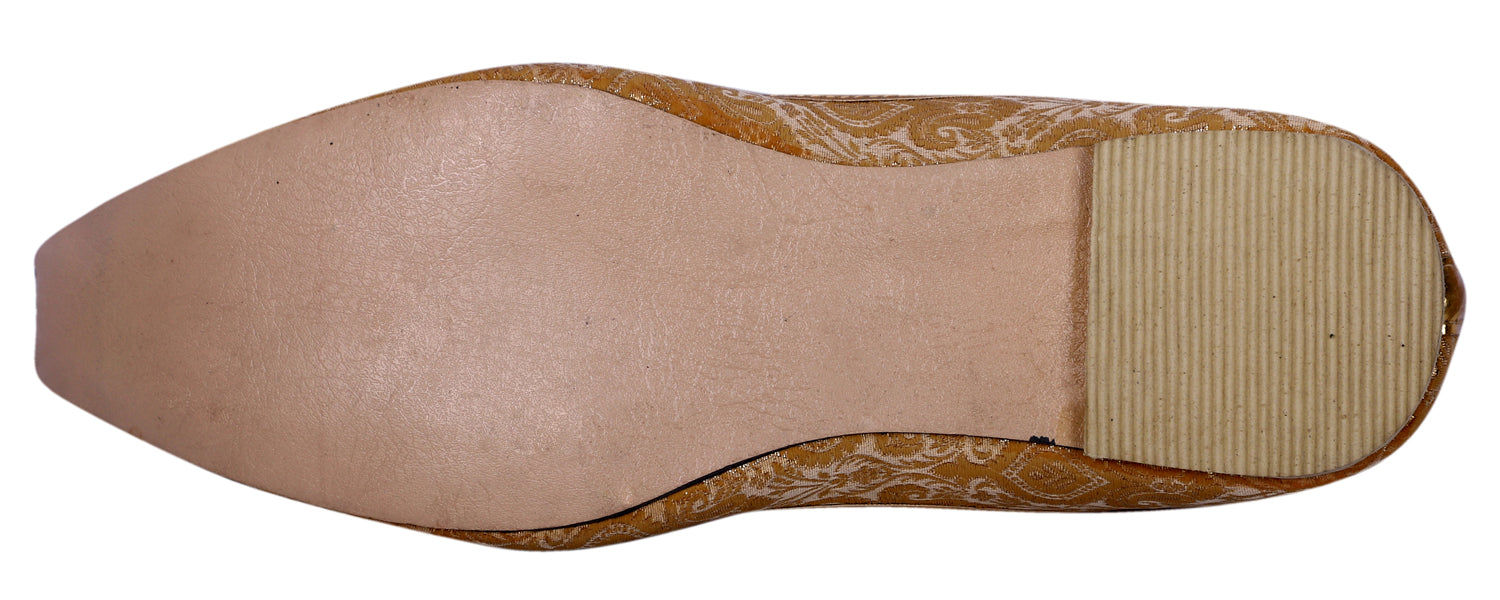 DEEUCO Men's Ethnic Royal Golden Wedding and Sherwani Jutti, Mojari