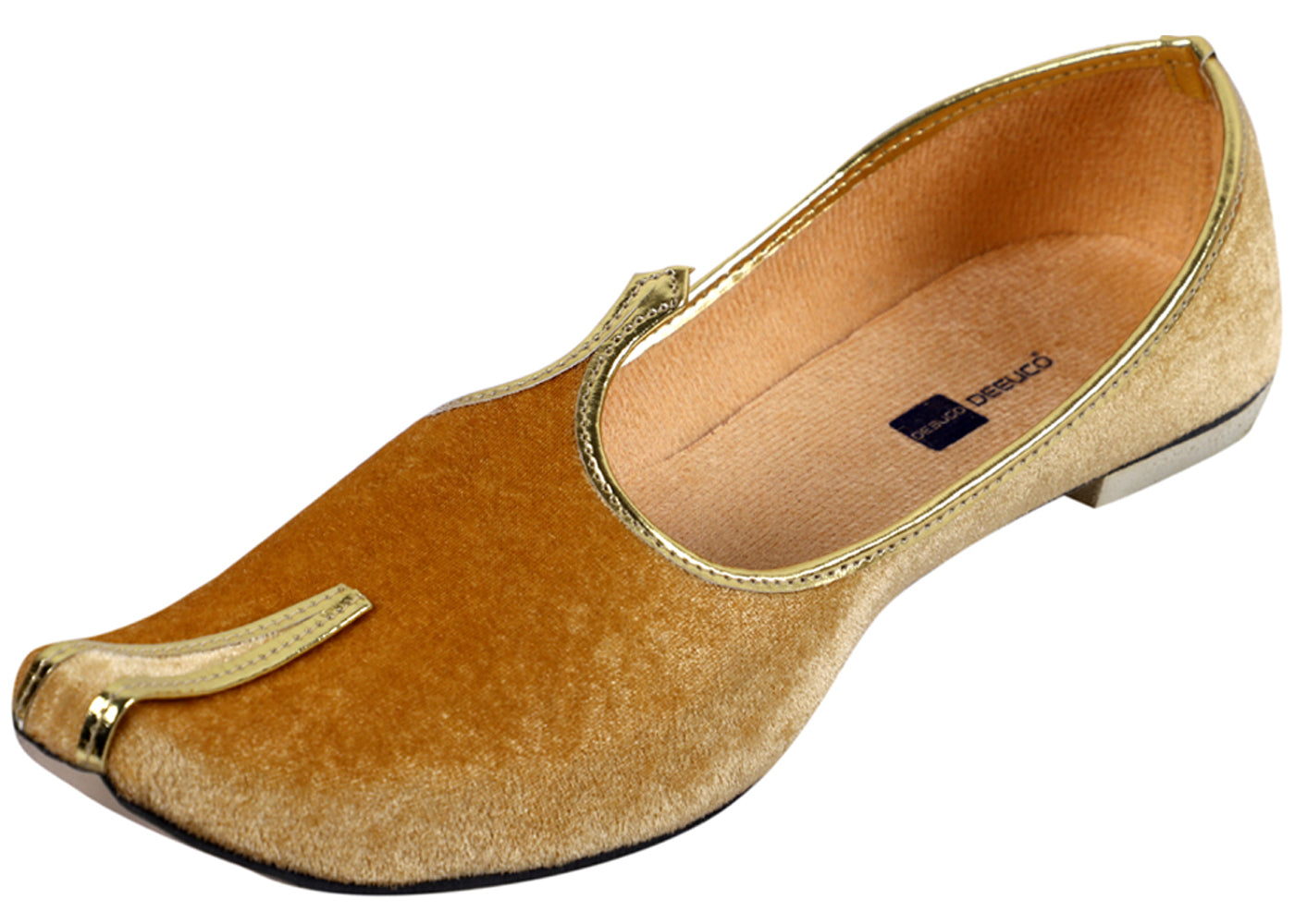 DEEUCO Men's Traditional Golden Velvetwedding and Sherwani Jutti,Mojari