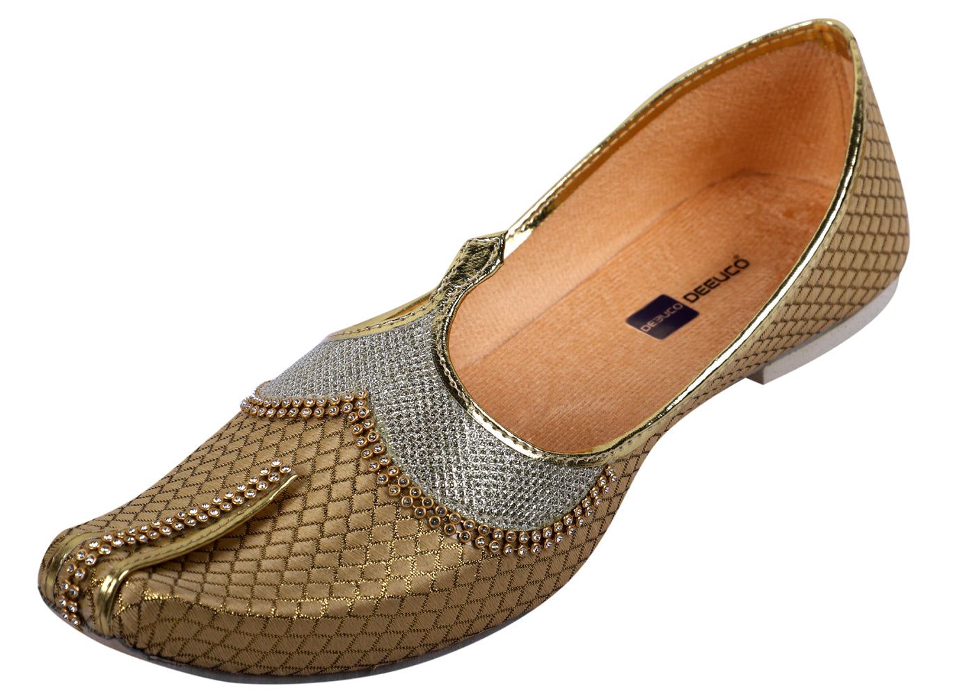 DEEUCO Men's Traditional Golden Wedding and Sherwani Jutti,Mojari