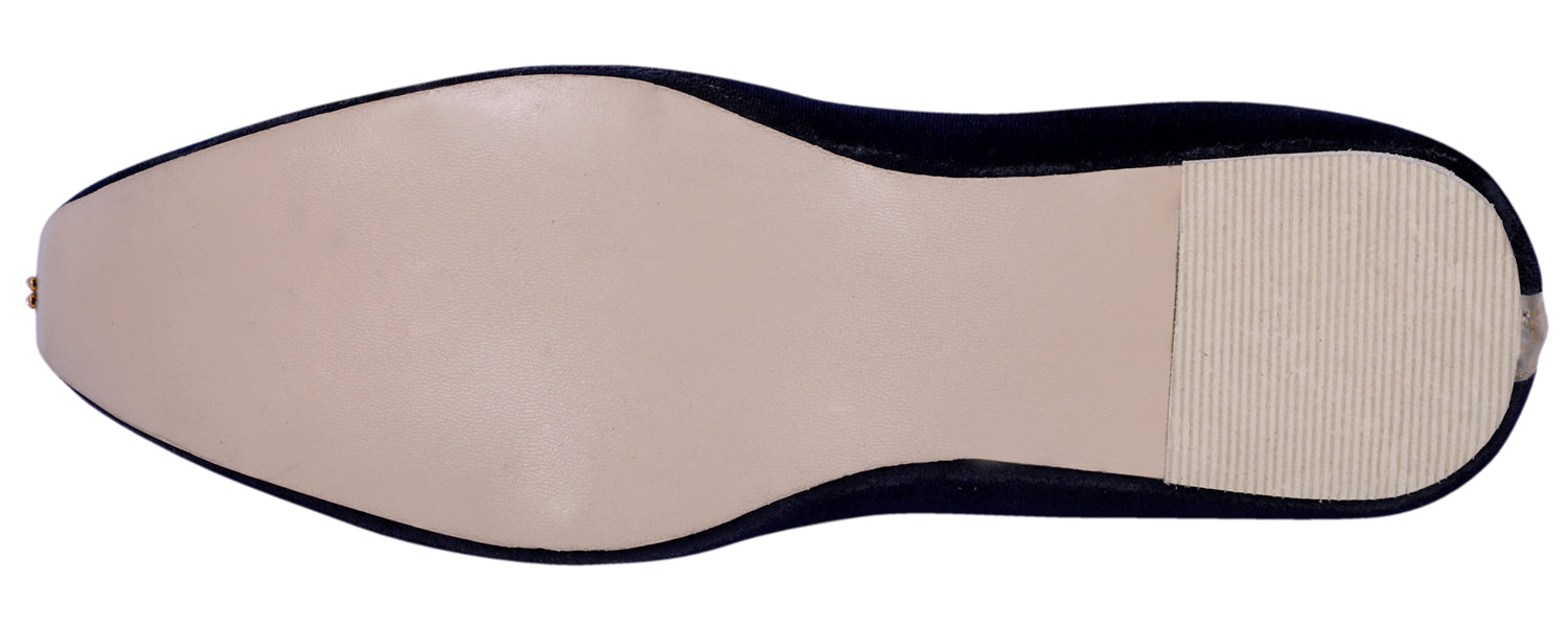 DEEUCO Men's Ethnic Navy Blue Velvet Wedding and Sherwani Jutti, Mojari