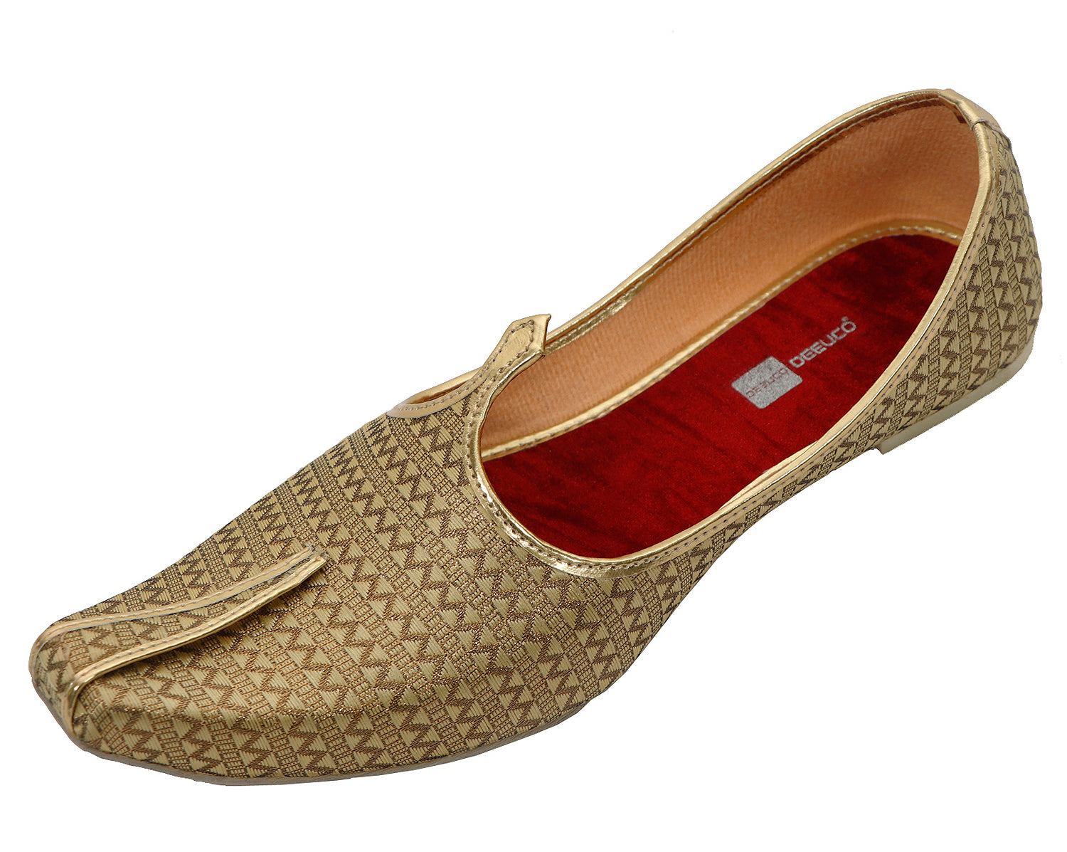 DEEUCO Men's Ethnic Cream with Golden Wedding and Sherwani Jutti, Mojari