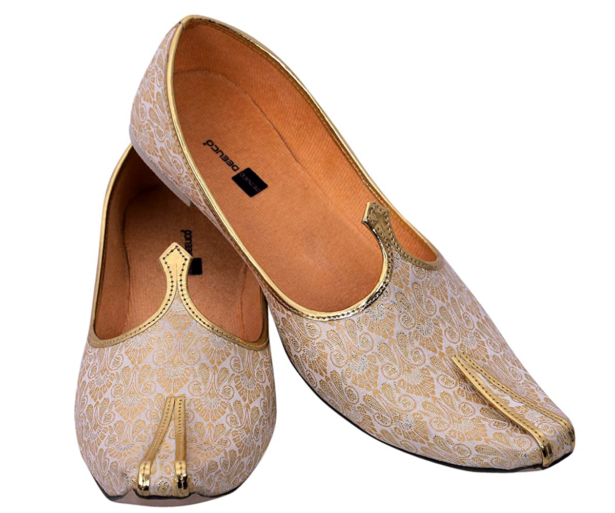 DEEUCO Men's Traditional Premiun Cream Wedding and Sherwani Jutti,Mojari