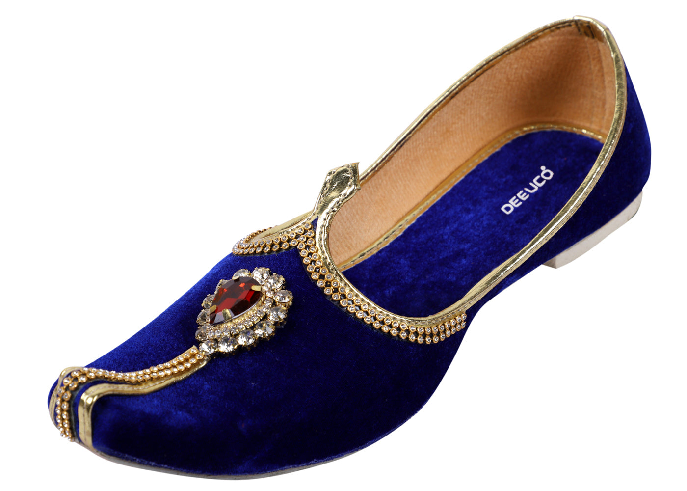 DEEUCO Men's Stone Studded Ethnic Velvet Jutti,Mojari