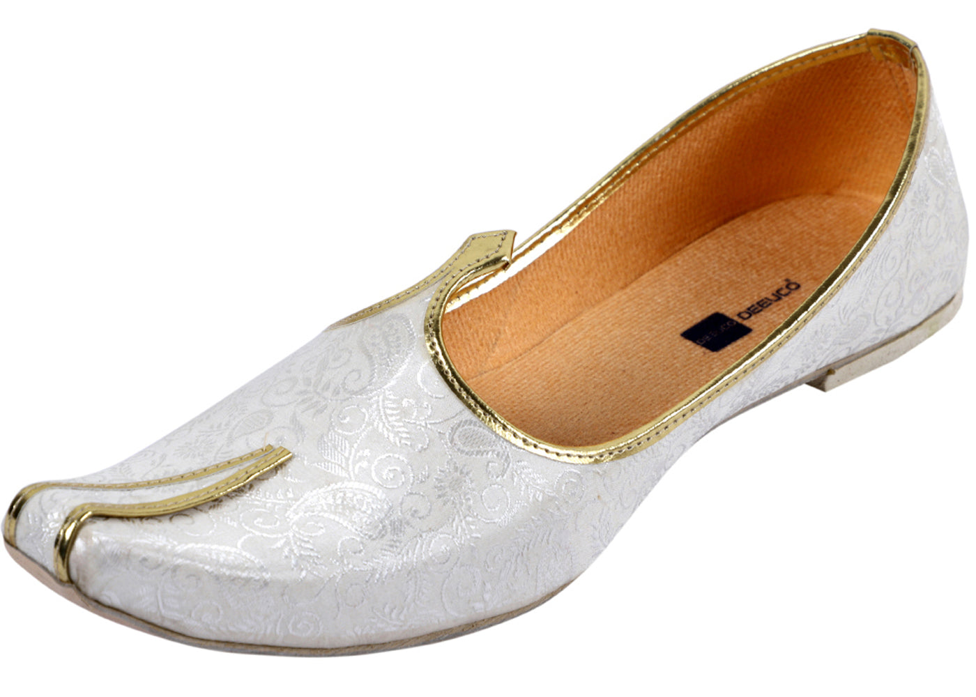 DEEUCO Men's Ethnic Cream Plain Wedding and Sherwani Jutti,Mojari