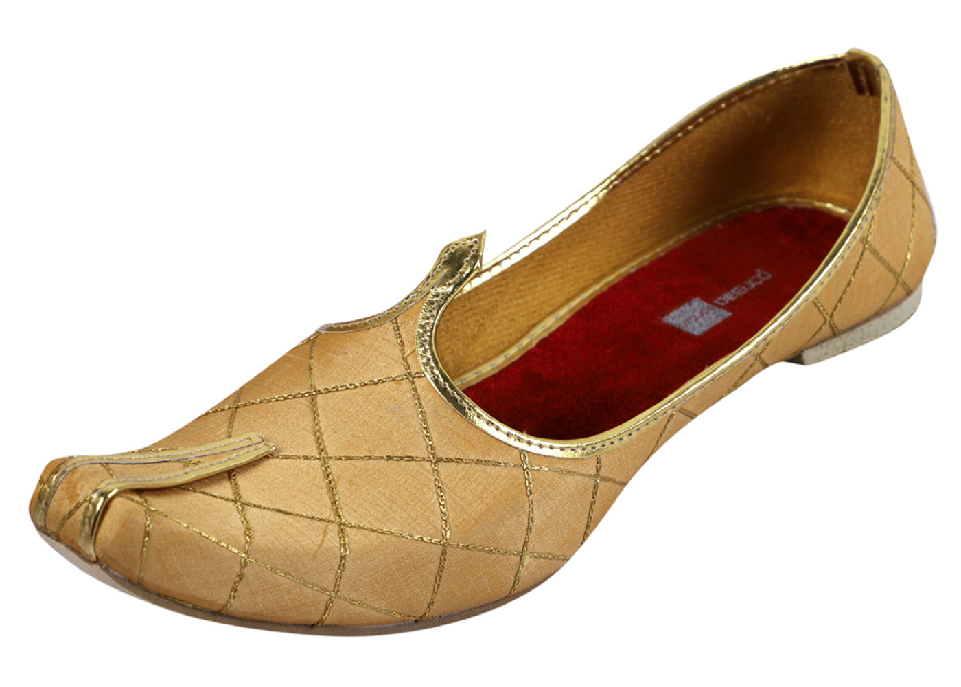 DEEUCO Men's Ethnic Gold and Maroon Embroidery Design Wedding and Sherwani Jutti,Mojari,