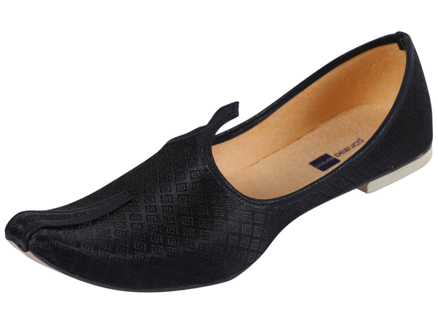 DEEUCO Men's Ethnic Black Fabric Wedding and Sherwani Jutti,Mojari