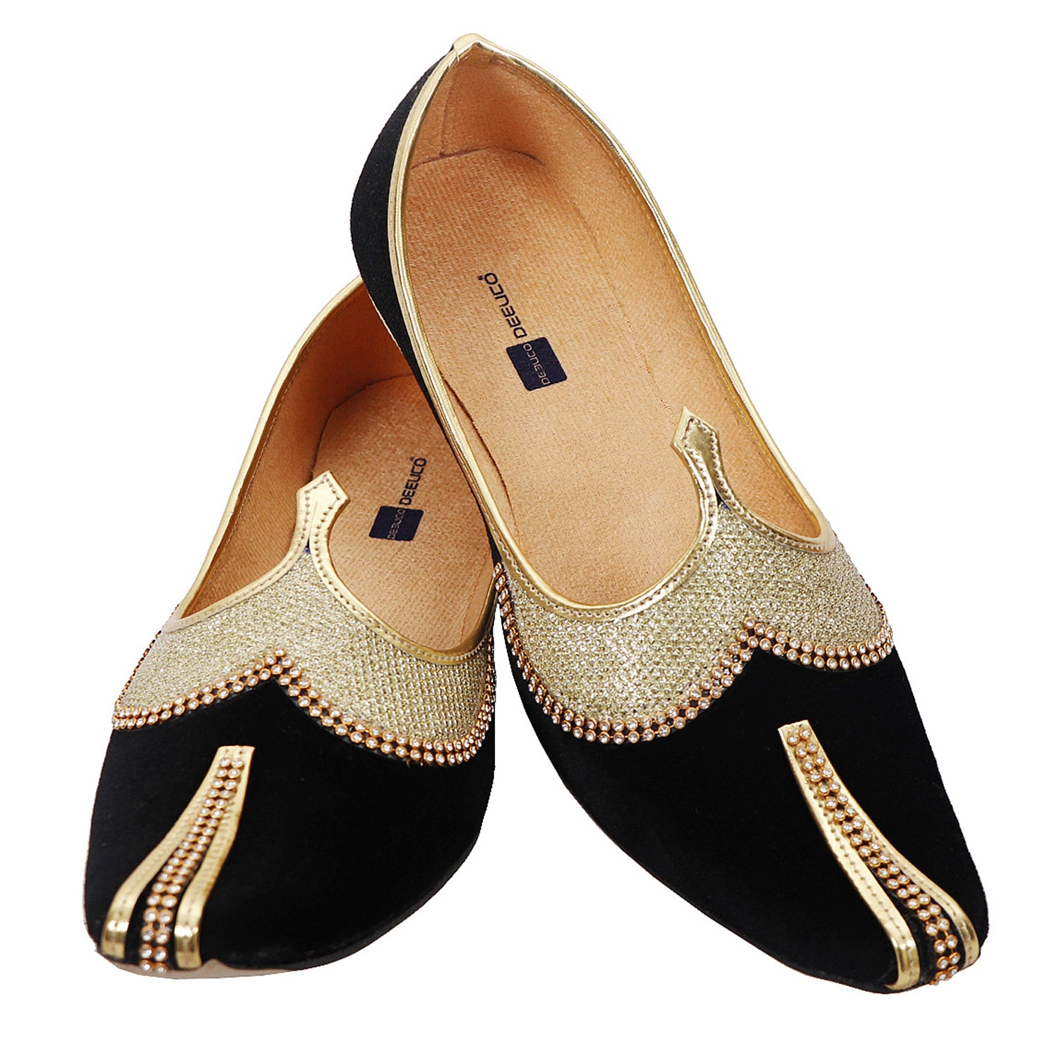 DEEUCO Men's Designer Black Velvet Wedding and Sherwani Jutti,Mojari