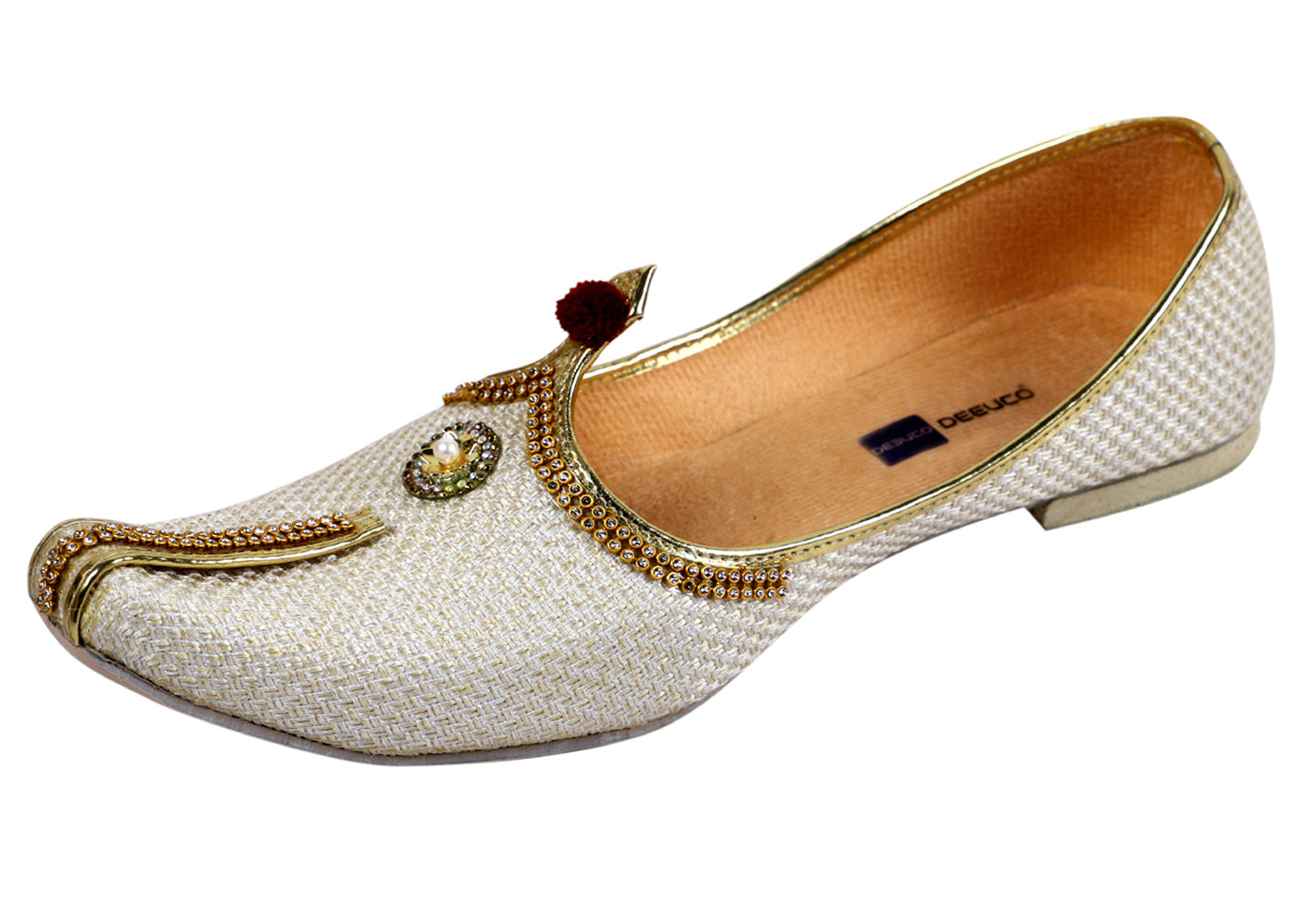 DEEUCO Men's Ethnic Cream Wedding and Sherwani Jutti,Mojari