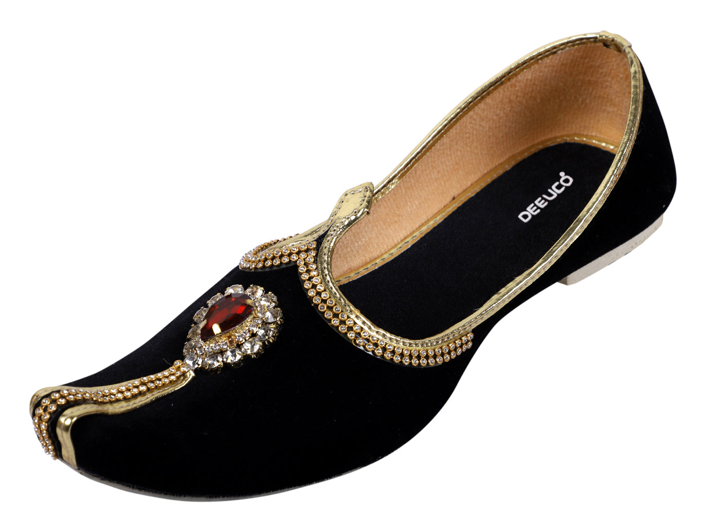 DEEUCO Men's Stone Studded Ethnic Velvet Jutti,Mojari