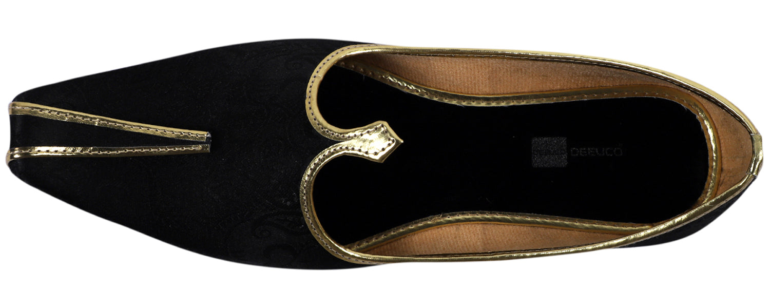 DEEUCO Men's Ethnic Black Velvet Wedding and Sherwani Jutti,Mojari