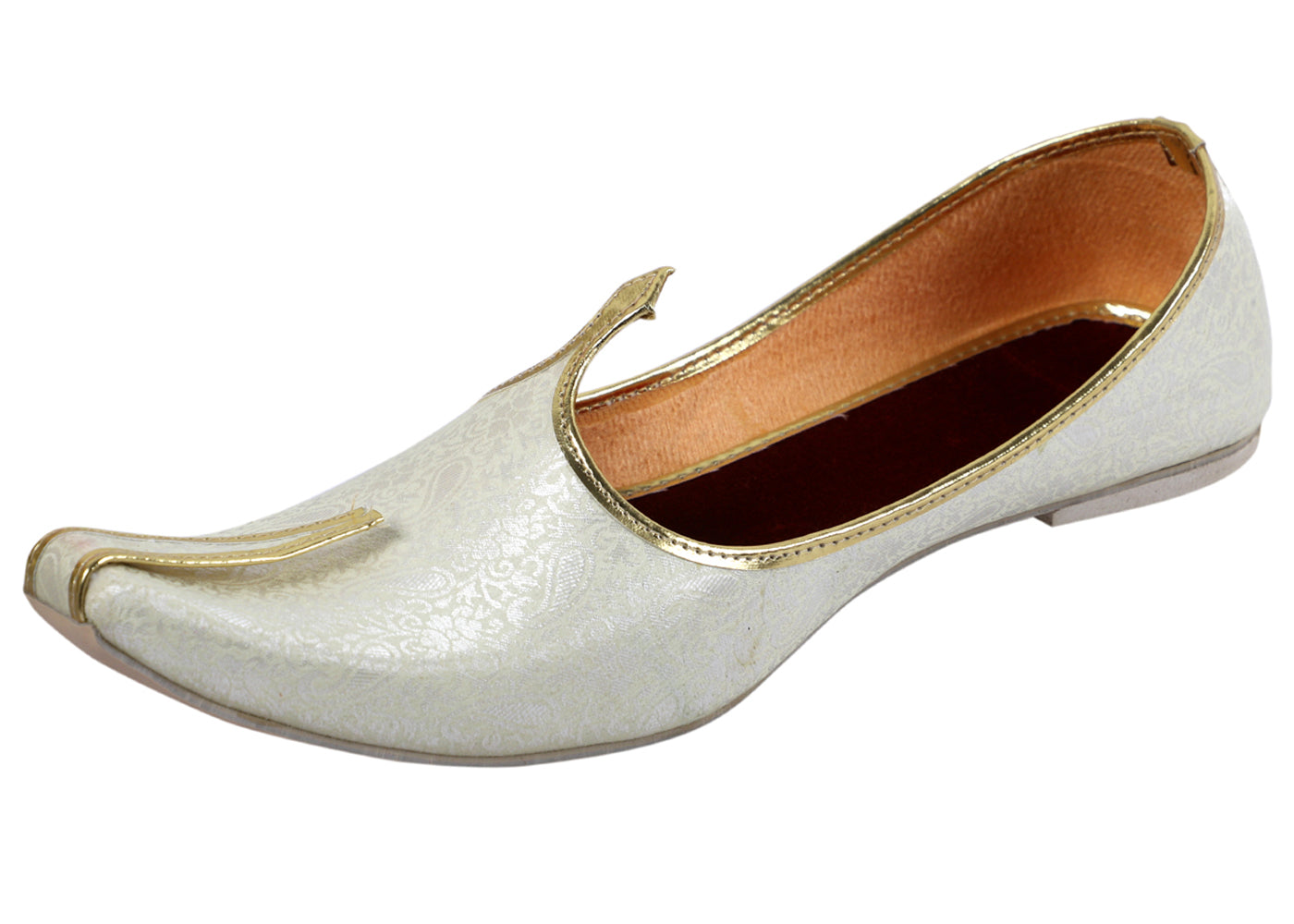 DEEUCO Men's Traditional Cream Wedding,Sherwani and Party Jutti,Mojari