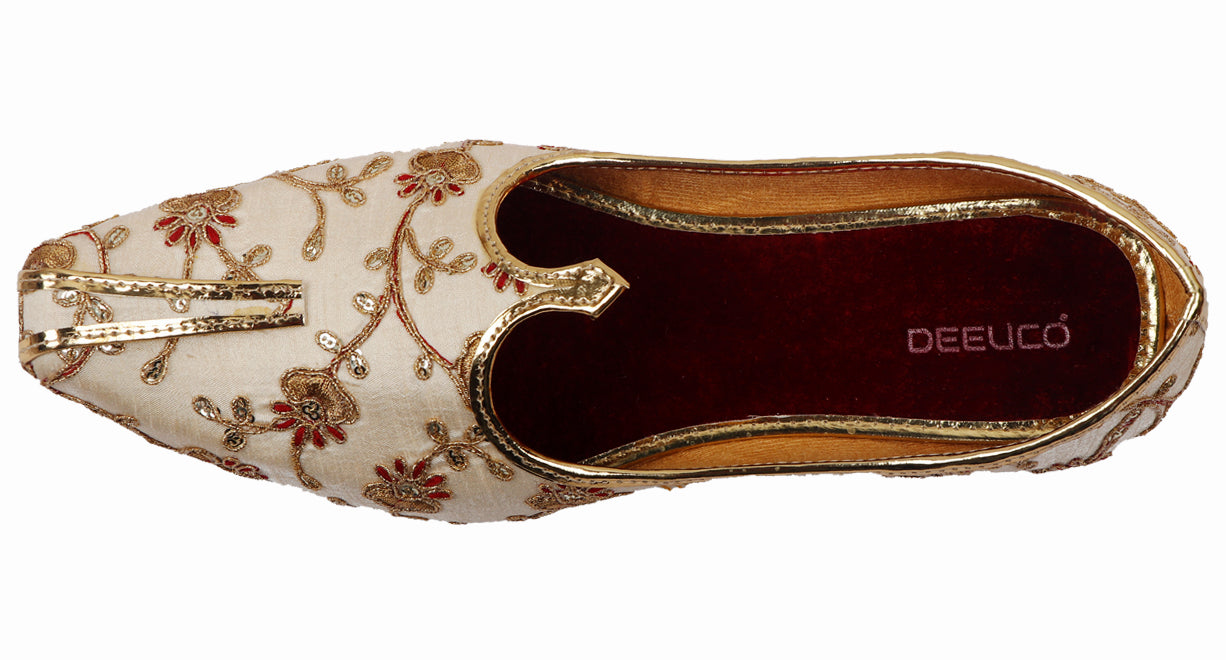 DEEUCO Men's Ethnic Golden Embroidery Design Wedding and Sherwani Jutti,Mojari…