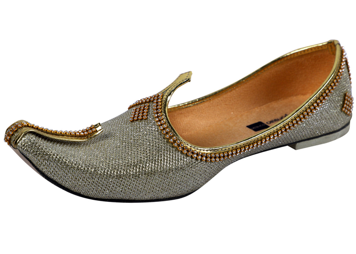 DEEUCO Men's Traditional Golden stone workK Designer Wedding and Sherwani Jutti,Mojari