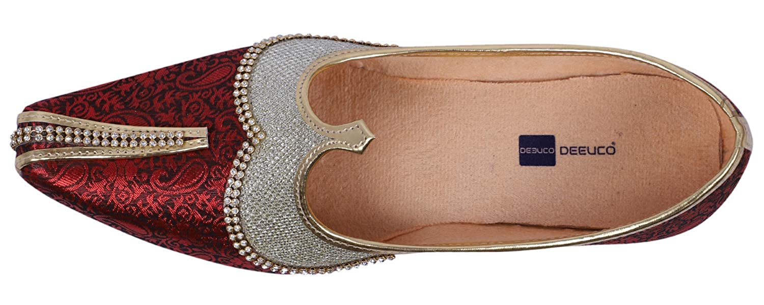 DEEUCO Men's Traditional Maroon Wedding and Sherwani Jutti,Mojari