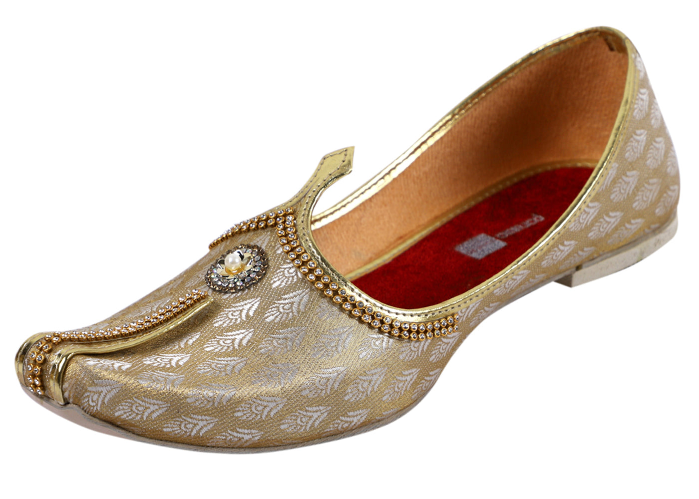 DEEUCO Men's Ethnic Golden Designer Wedding and Sherwani Jutti,Mojari