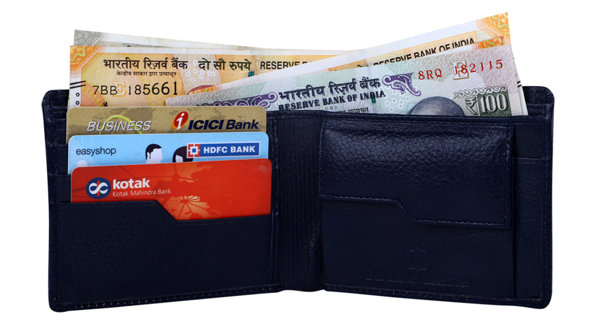 Deeuco Men's Premium Navy Blue Genuine Leather Wallet