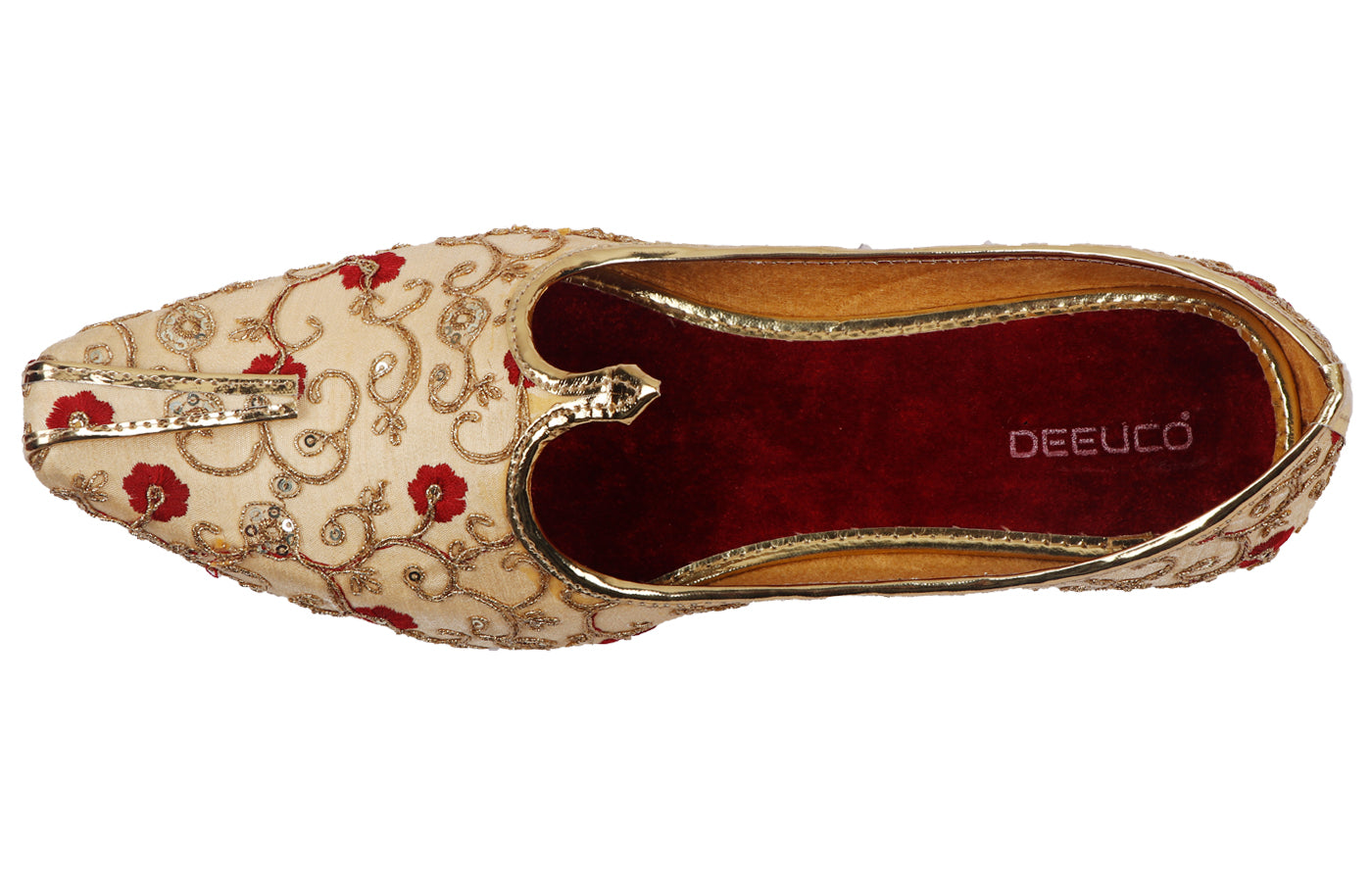 DEEUCO Men's Traditional Golden Embroidery Design Wedding and Sherwani Jutti,Mojari