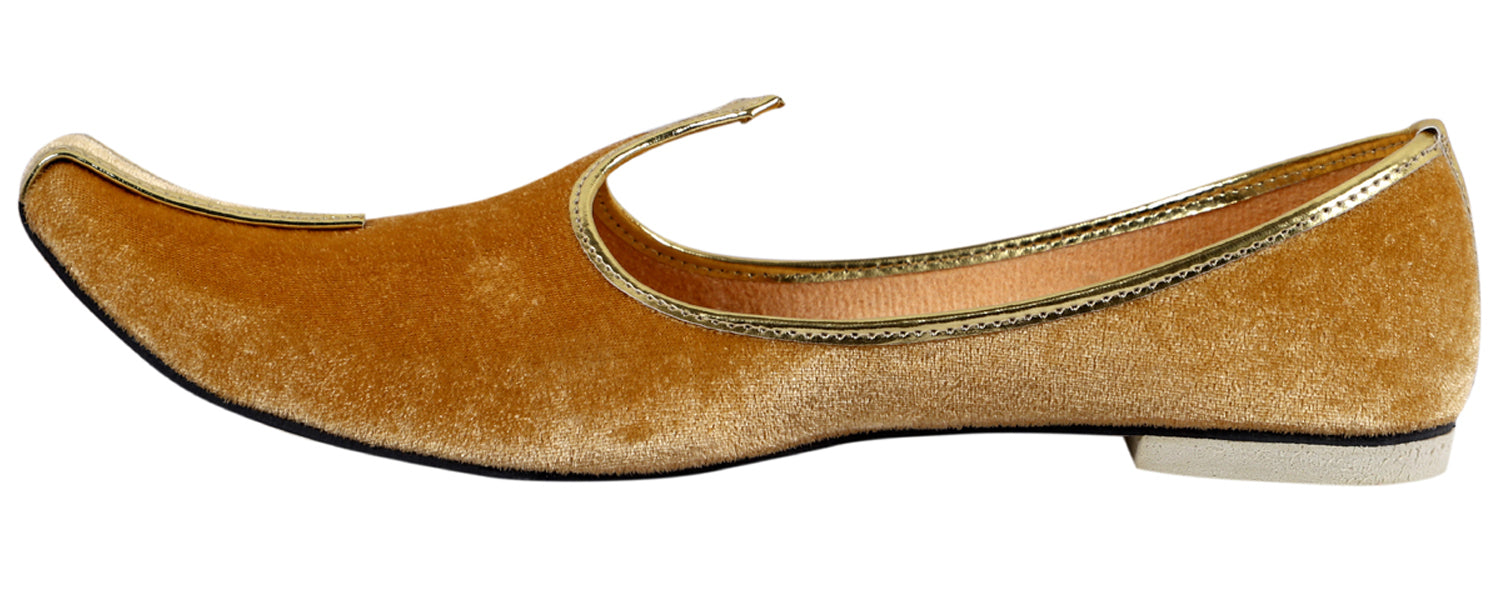 DEEUCO Men's Traditional Golden Velvetwedding and Sherwani Jutti,Mojari