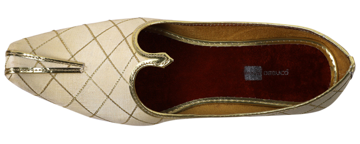 DEEUCO Men's Ethnic Cream Designer Wedding and Sherwani Jutti,Mojari