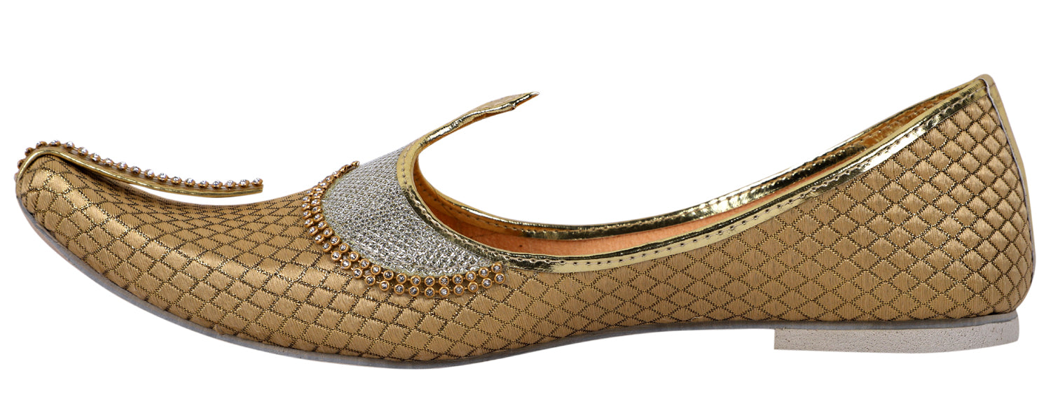 DEEUCO Men's Traditional Golden Wedding and Sherwani Jutti,Mojari