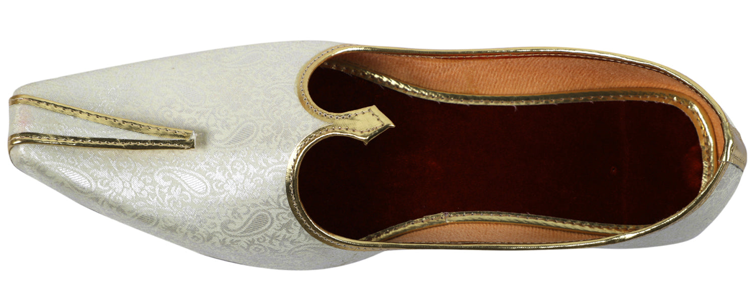 DEEUCO Men's Traditional Cream Wedding,Sherwani and Party Jutti,Mojari