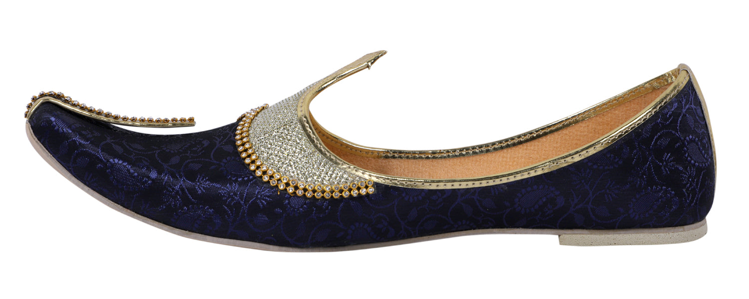 DEEUCO Men's Traditional Blue Wedding and Sherwani Jutti,Mojari