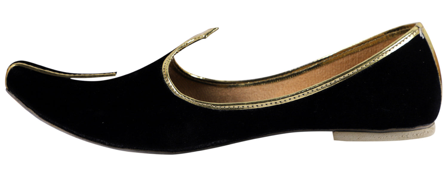 DEEUCO Men's Traditional Black Velvet Wedding and Sherwani Jutti,Mojari