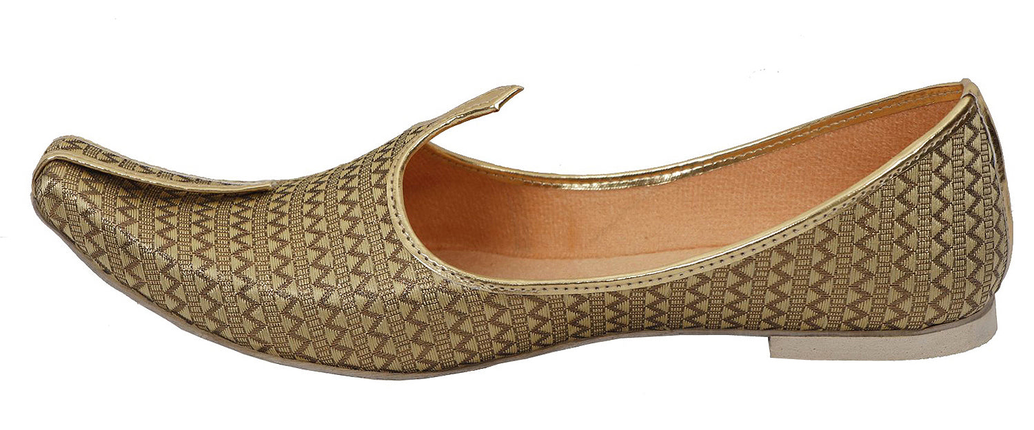 DEEUCO Men's Ethnic Golden Wedding and Sherwani Jutti, Mojari