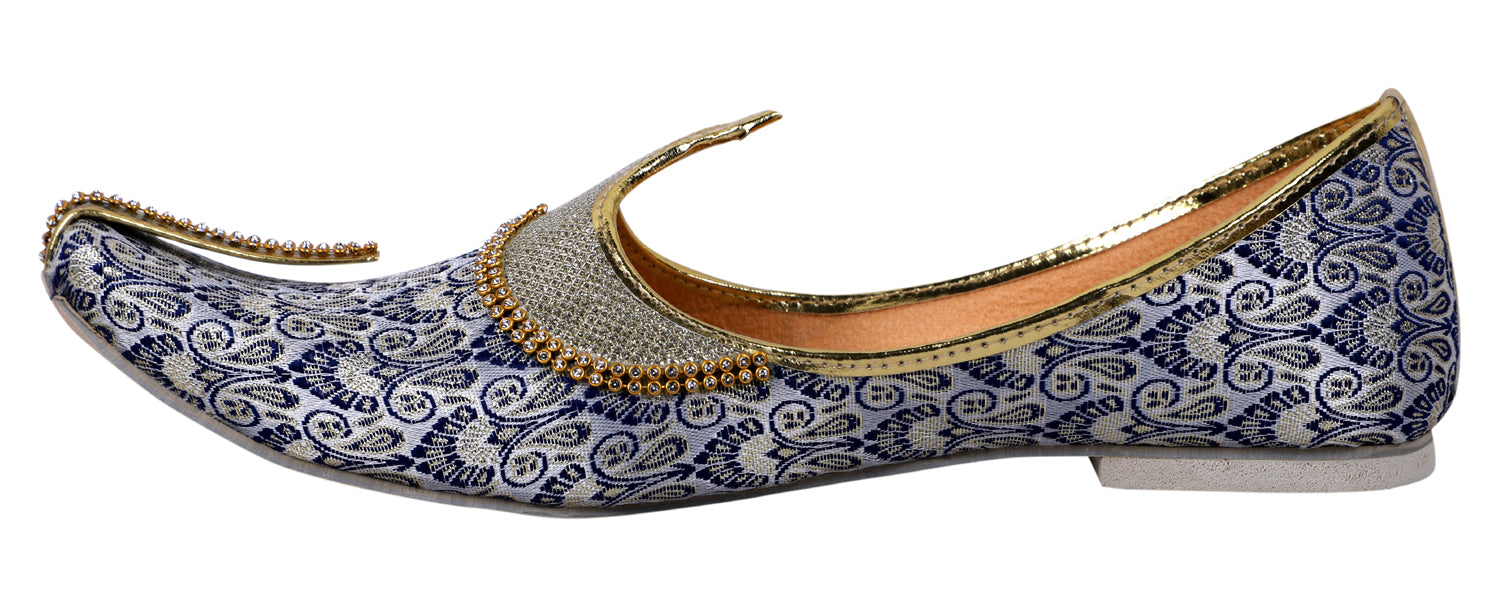 DEEUCO Men's Traditional Navy Blue Wedding and Sherwani Jutti,Mojari