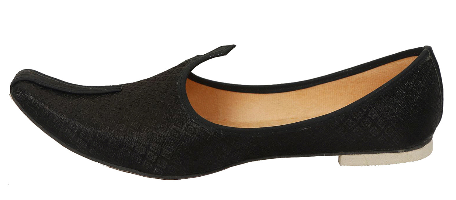 DEEUCO Men's Ethnic Premium Black Wedding and Sherwani Jutti, Mojari