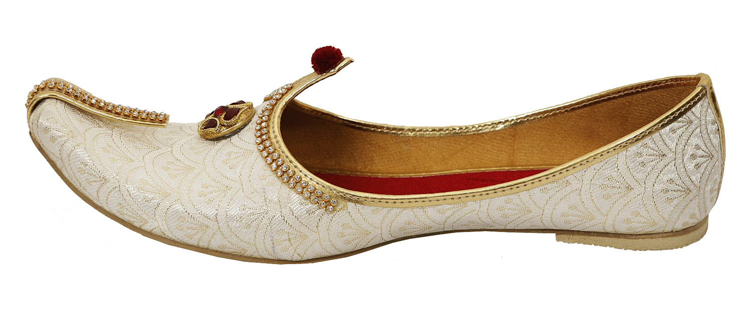 DEEUCO Men's Ethnic Premium Designer Cream Wedding and Sherwani Jutti, Mojari