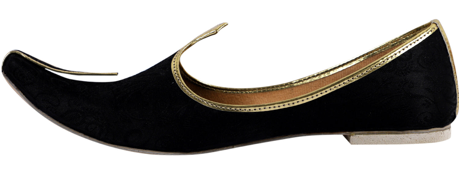 DEEUCO Men's Ethnic Black Velvet Wedding and Sherwani Jutti,Mojari